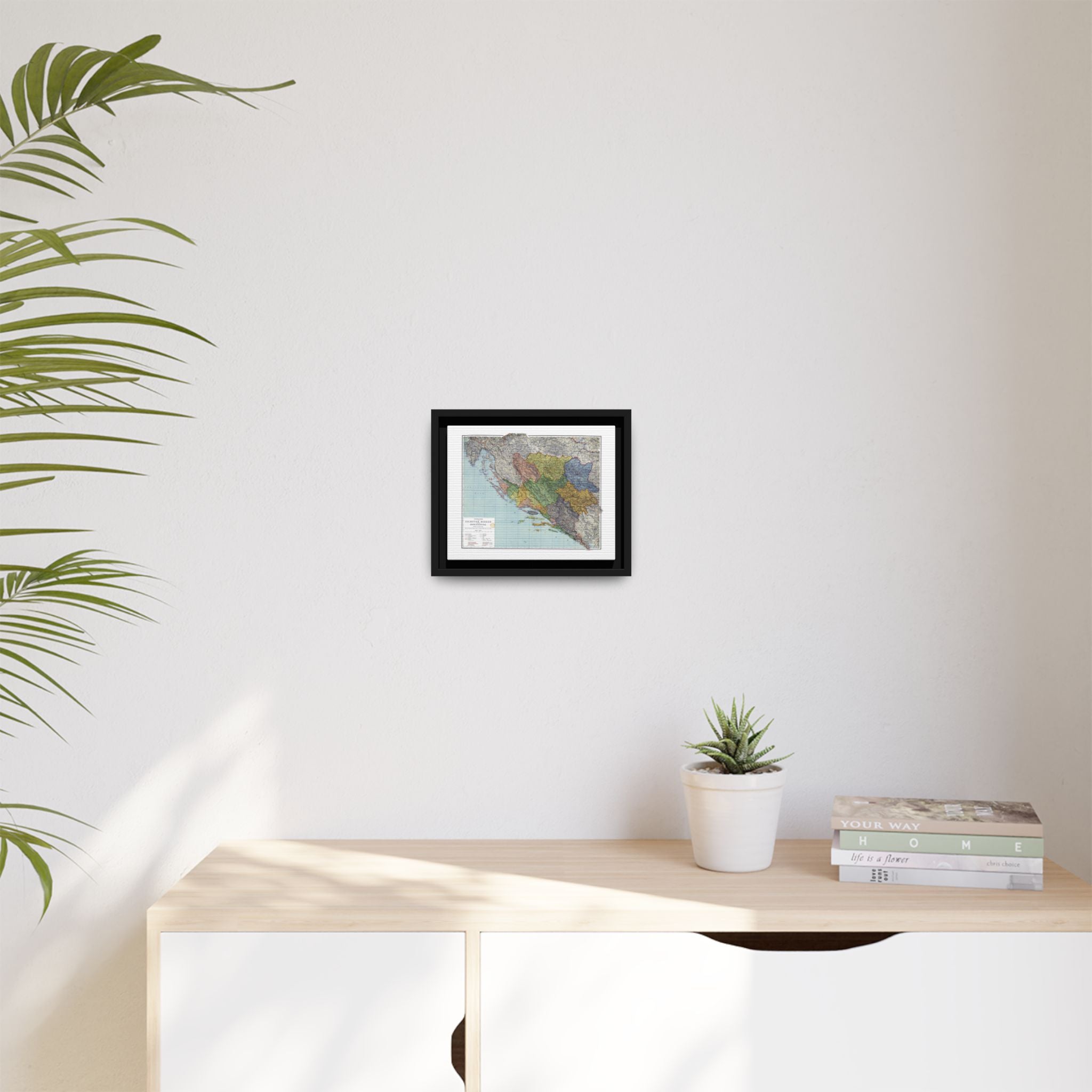 1914 Dalmatia, Bosnia, and Herzegovina Map Matte Canvas With Frame