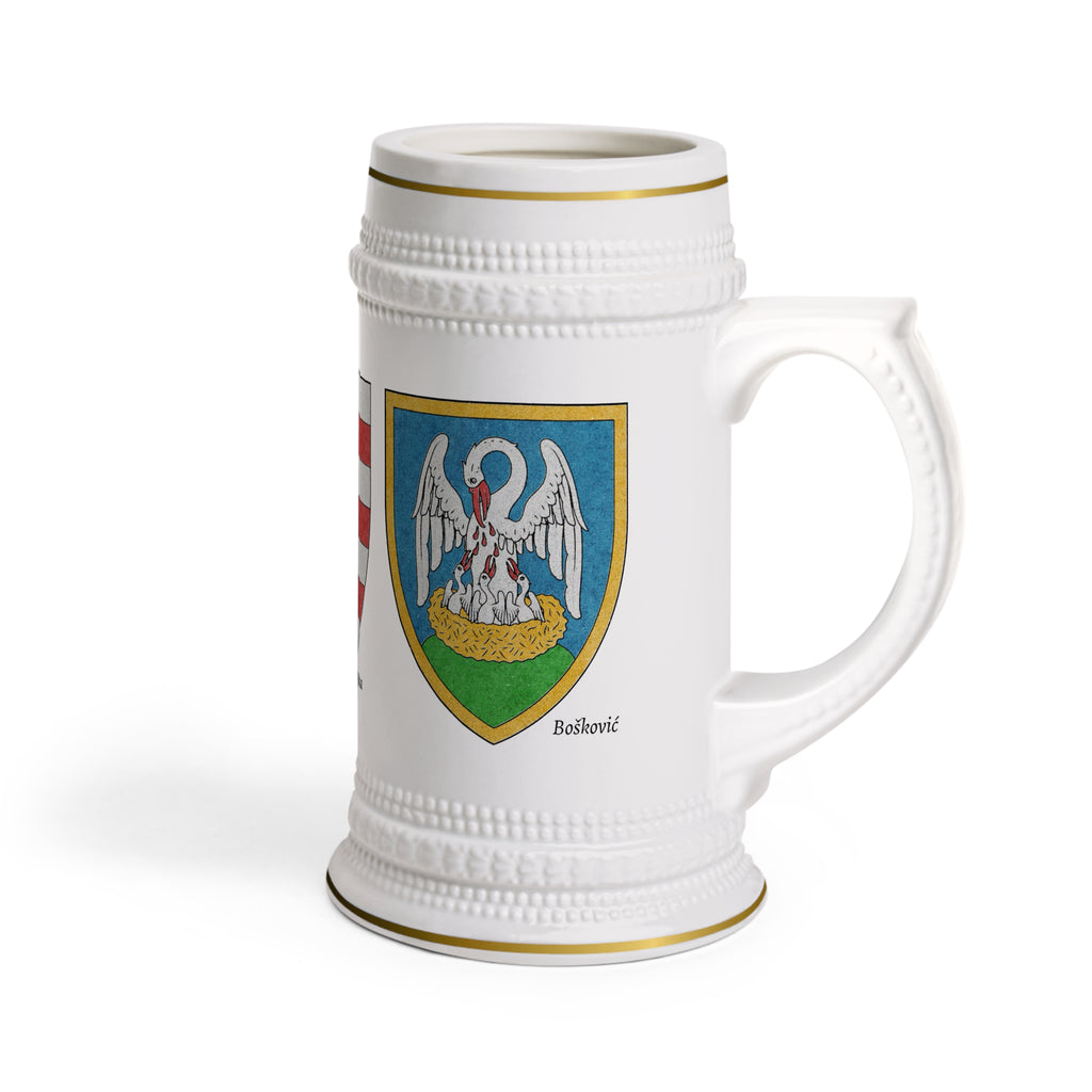 Dubrovnik Noble Families Beer Stein - Sorgo, Bošković, and Ancient Ragusan arms