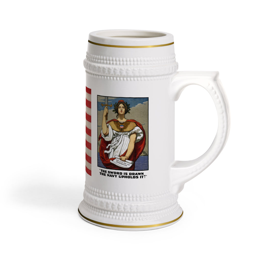 Pure Americana Beer Stein – Vintage US Navy Patriotic Ceramic Stein