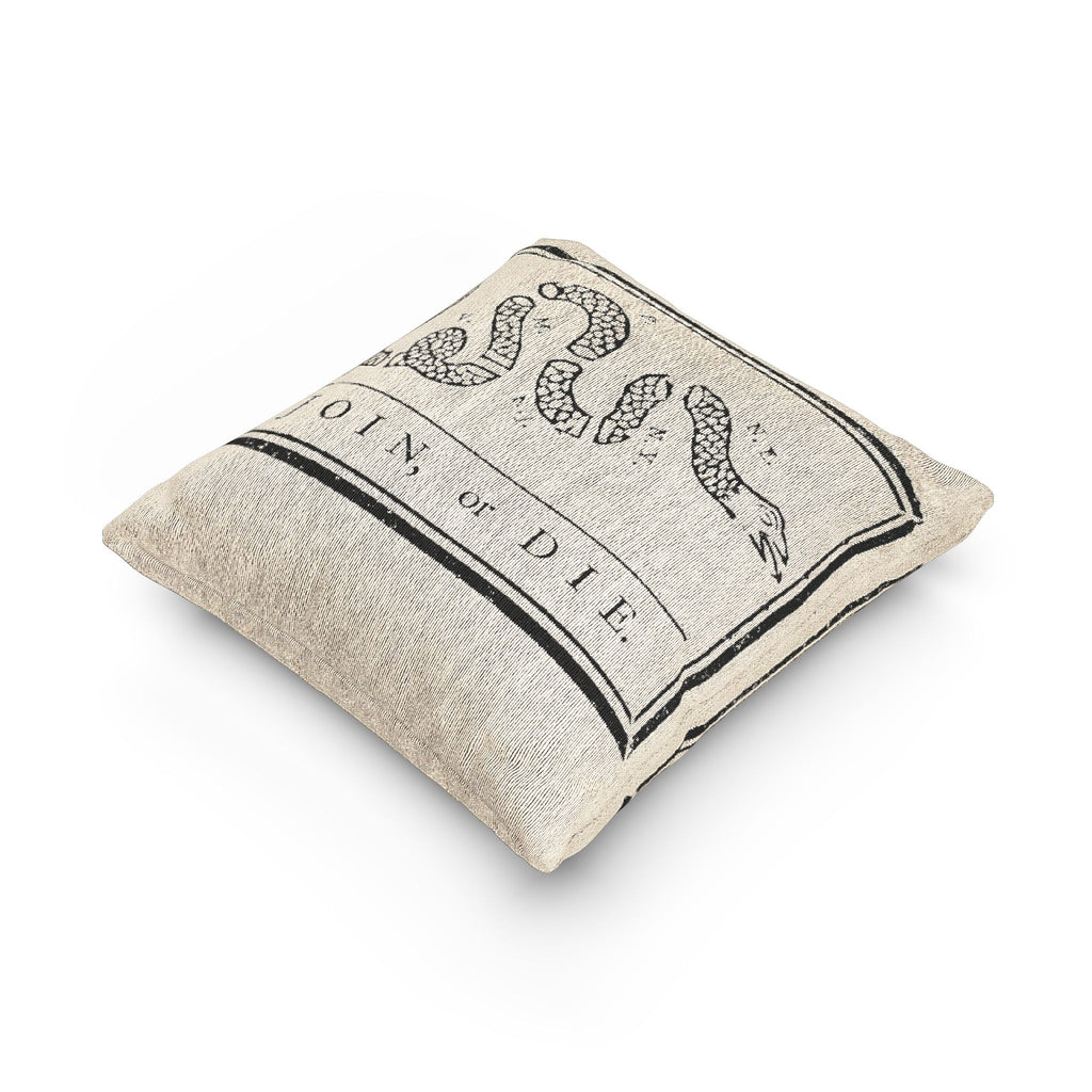 Gadsen Flag Woven Pillow - 'Join or Die' Colonial Snake Decorative Throw Pillow