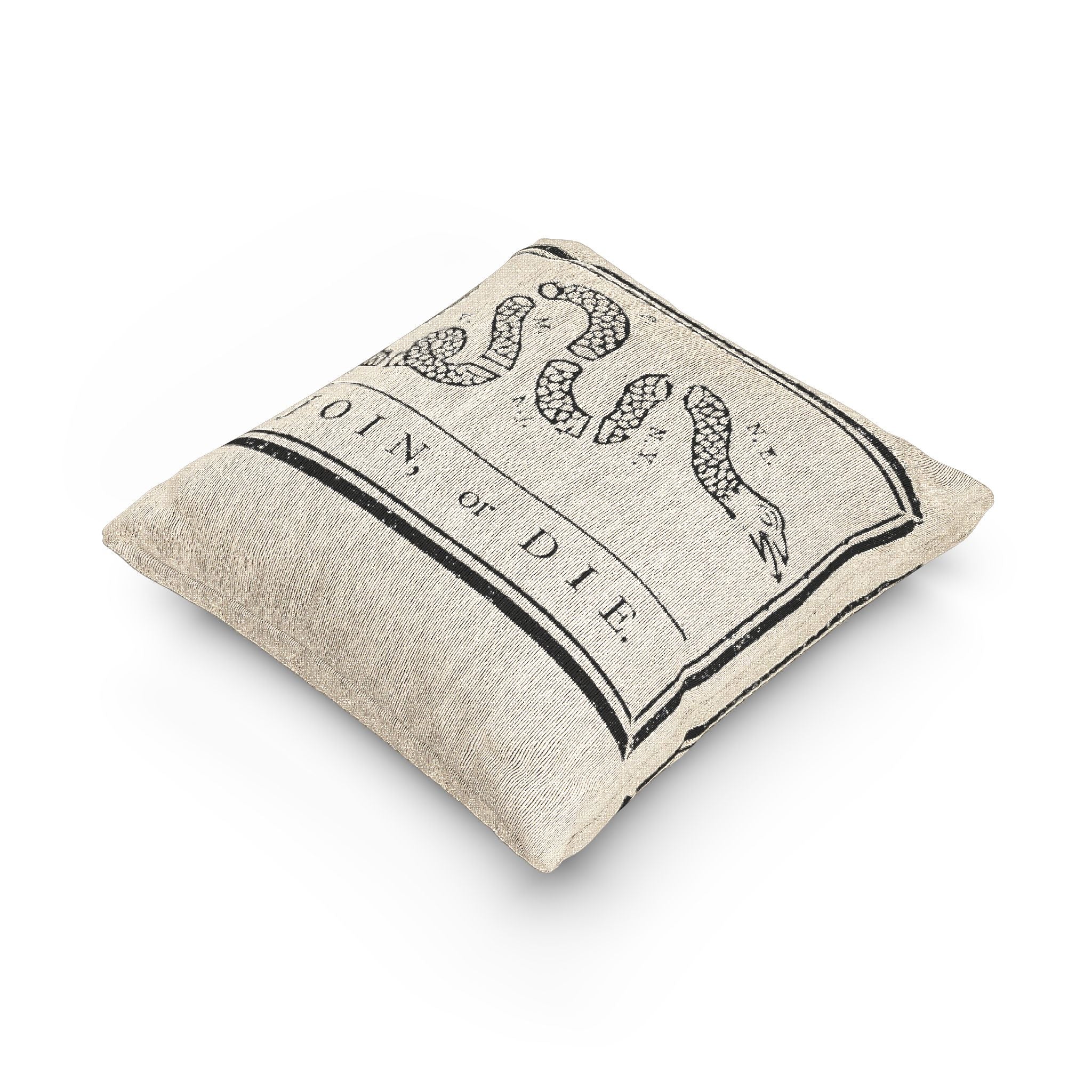 Gadsen Flag Woven Pillow - 'Join or Die' Colonial Snake Decorative Throw Pillow