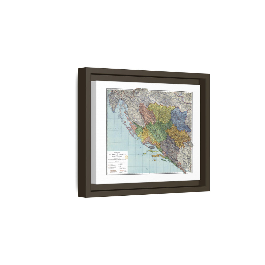 1914 Dalmatia, Bosnia, and Herzegovina Map Matte Canvas With Frame
