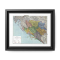 1914 Dalmatia, Bosnia, and Herzegovina Map Matte Canvas With Frame