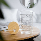 Adriatic Map Glass Tumbler with Bamboo Lid — Mare Hadriaticum! (16 oz)