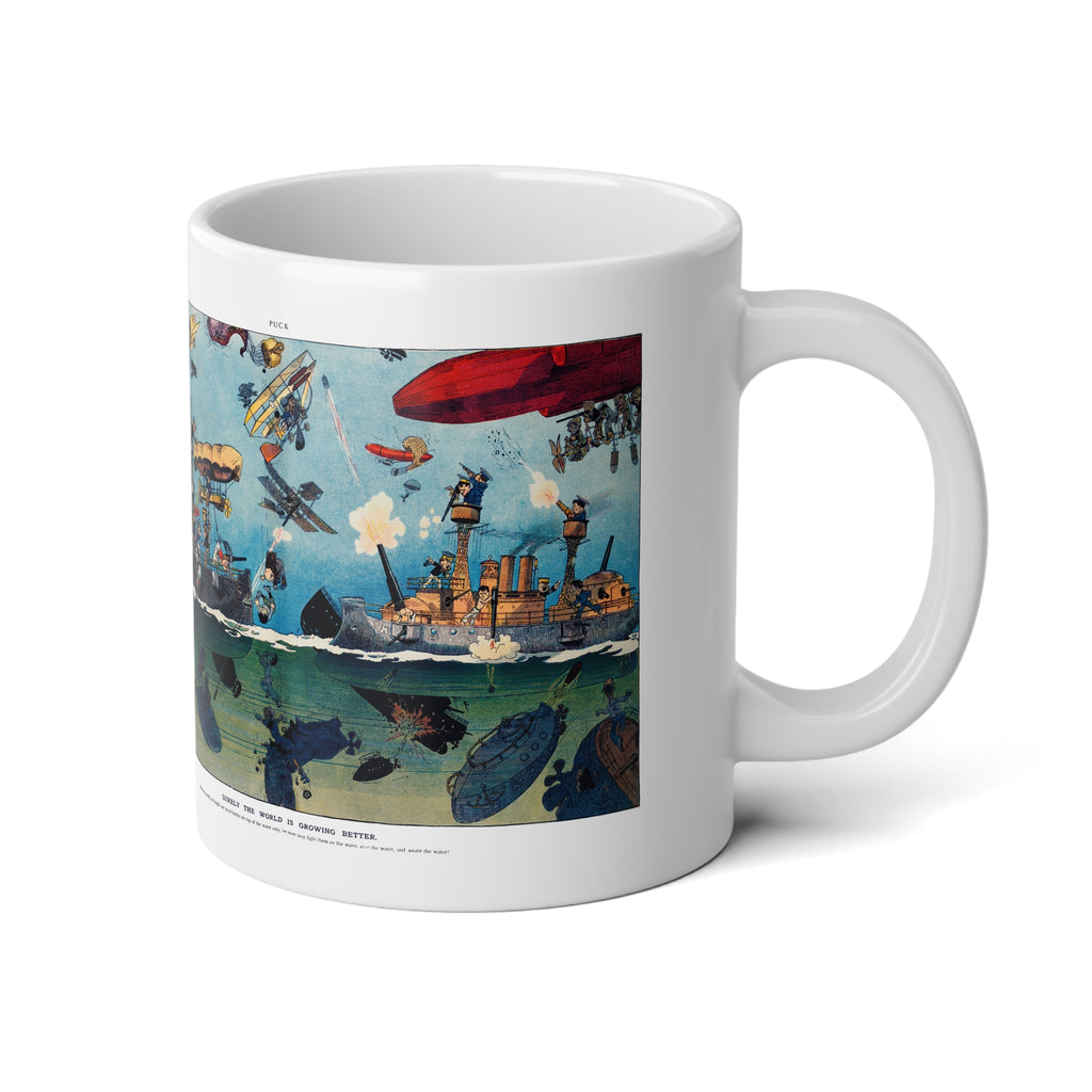Global Betterment Mug — Vintage Nautical Warfare Illustration Coffee Cup