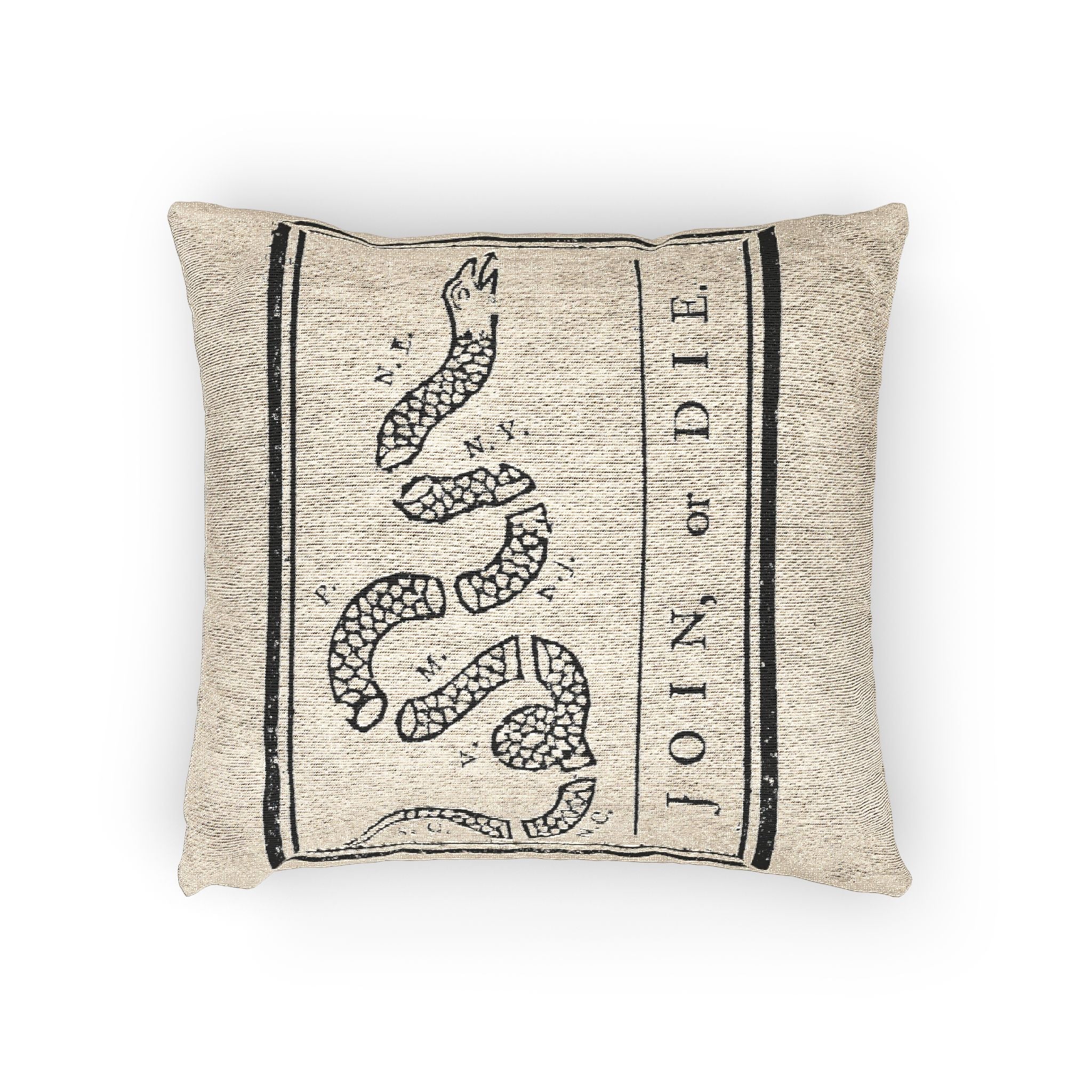 Gadsen Flag Woven Pillow - 'Join or Die' Colonial Snake Decorative Throw Pillow