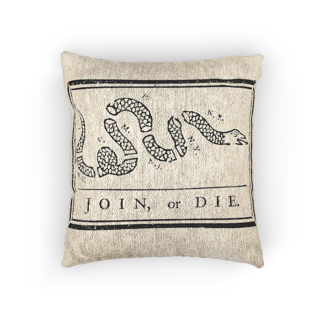 Gadsen Flag Woven Pillow - 'Join or Die' Colonial Snake Decorative Throw Pillow