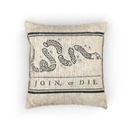 Gadsen Flag Woven Pillow - 'Join or Die' Colonial Snake Decorative Throw Pillow