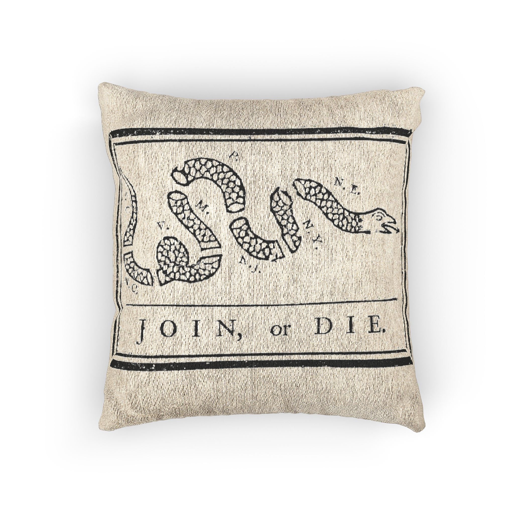 Gadsen Flag Woven Pillow - 'Join or Die' Colonial Snake Decorative Throw Pillow