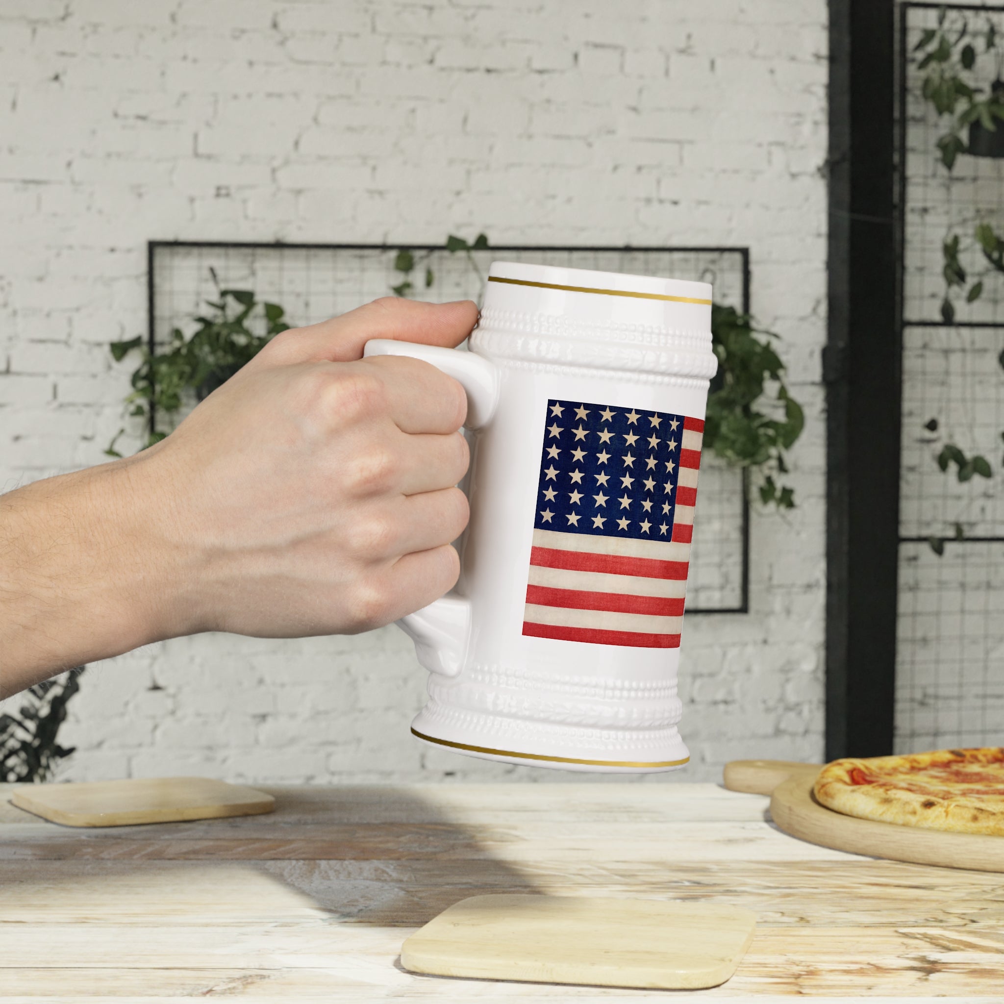 Pure Americana Beer Stein – Vintage US Navy Patriotic Ceramic Stein