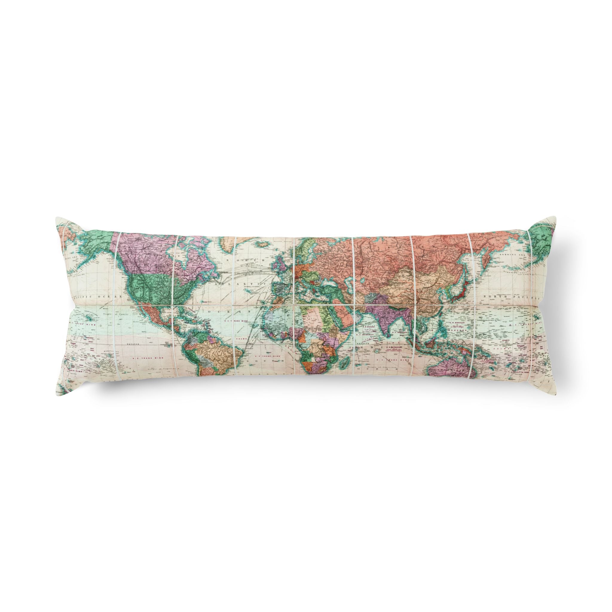 Battle Of Manila Bay And World Map Body Pillow — Vintage Map and Historic Battle Decorative Body Pillow