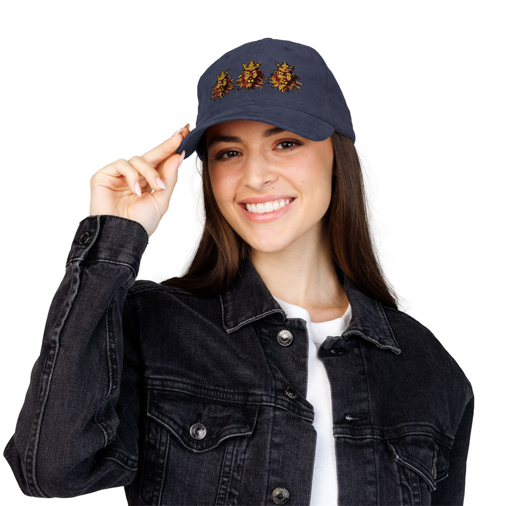 Three Lions Embroidered Corduroy Dad Hat
