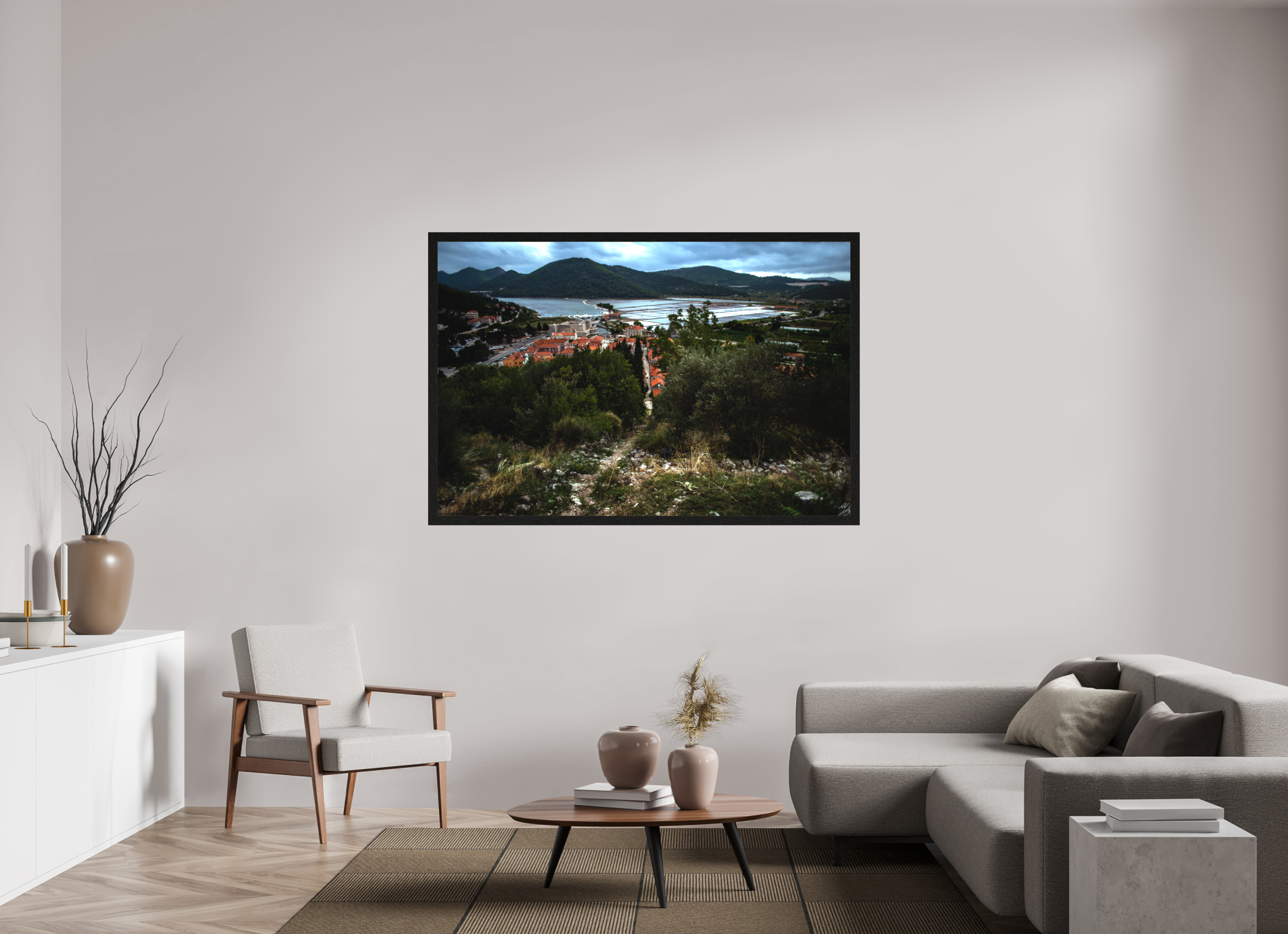 64.6 x 43″, Framed Canvas Print Salt Pans Of Ston