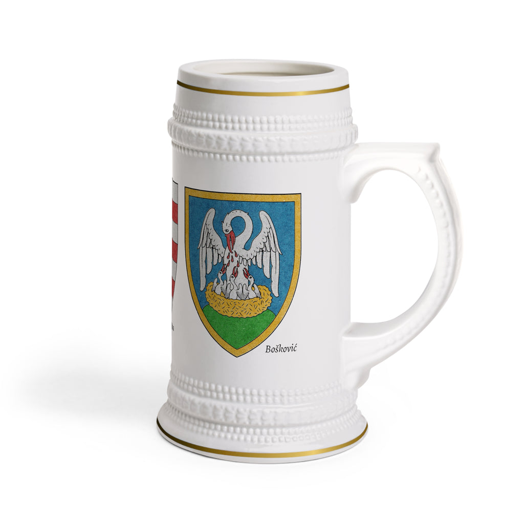 Dubrovnik Noble Families Beer Stein - Sorgo, Bošković, and Ancient Ragusan arms
