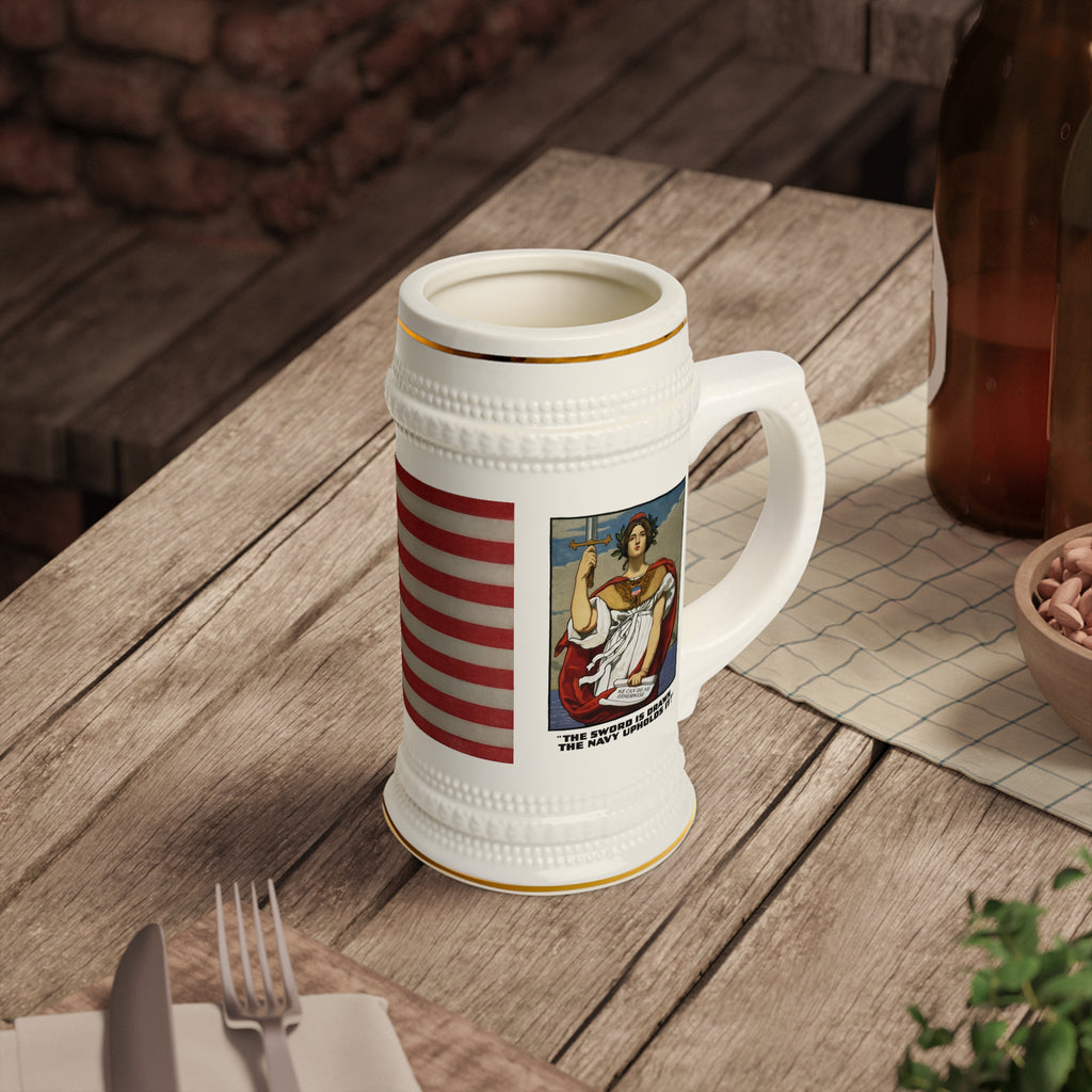 Pure Americana Beer Stein – Vintage US Navy Patriotic Ceramic Stein