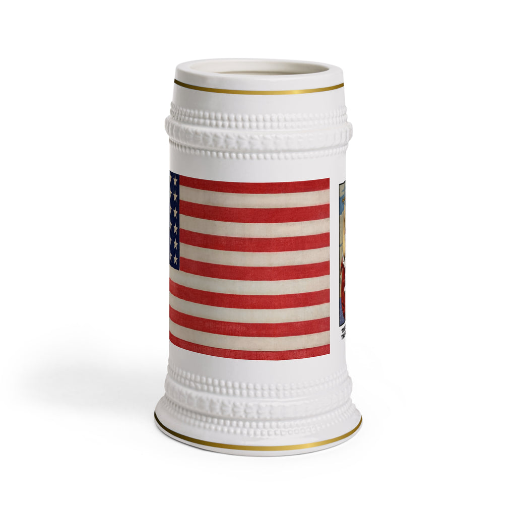 Pure Americana Beer Stein – Vintage US Navy Patriotic Ceramic Stein