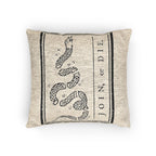 Gadsen Flag Woven Pillow - 'Join or Die' Colonial Snake Decorative Throw Pillow