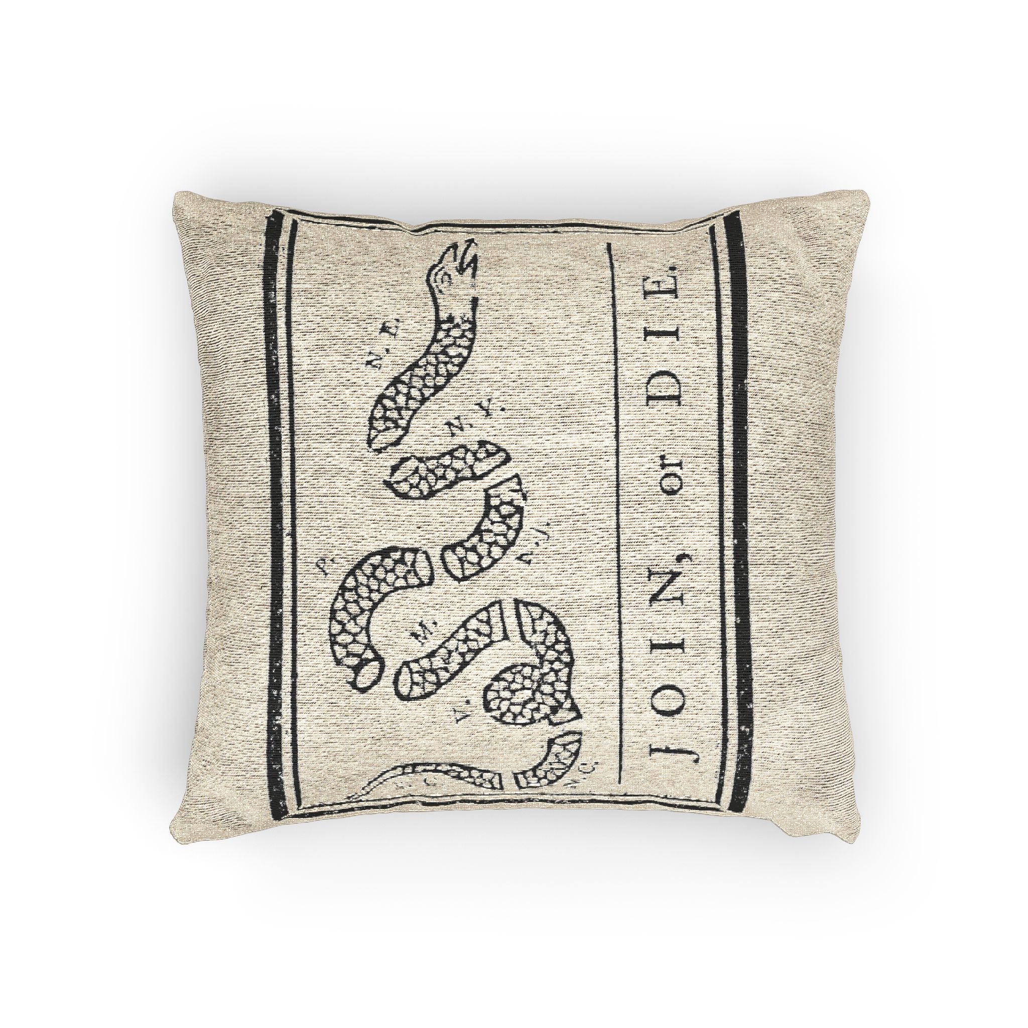 Gadsen Flag Woven Pillow - 'Join or Die' Colonial Snake Decorative Throw Pillow