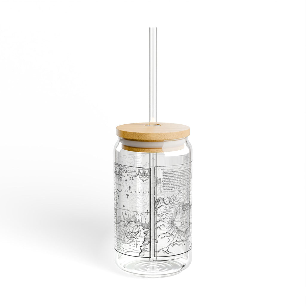 Adriatic Map Glass Tumbler with Bamboo Lid — Mare Hadriaticum! (16 oz)