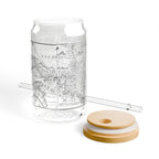 Adriatic Map Glass Tumbler with Bamboo Lid — Mare Hadriaticum! (16 oz)