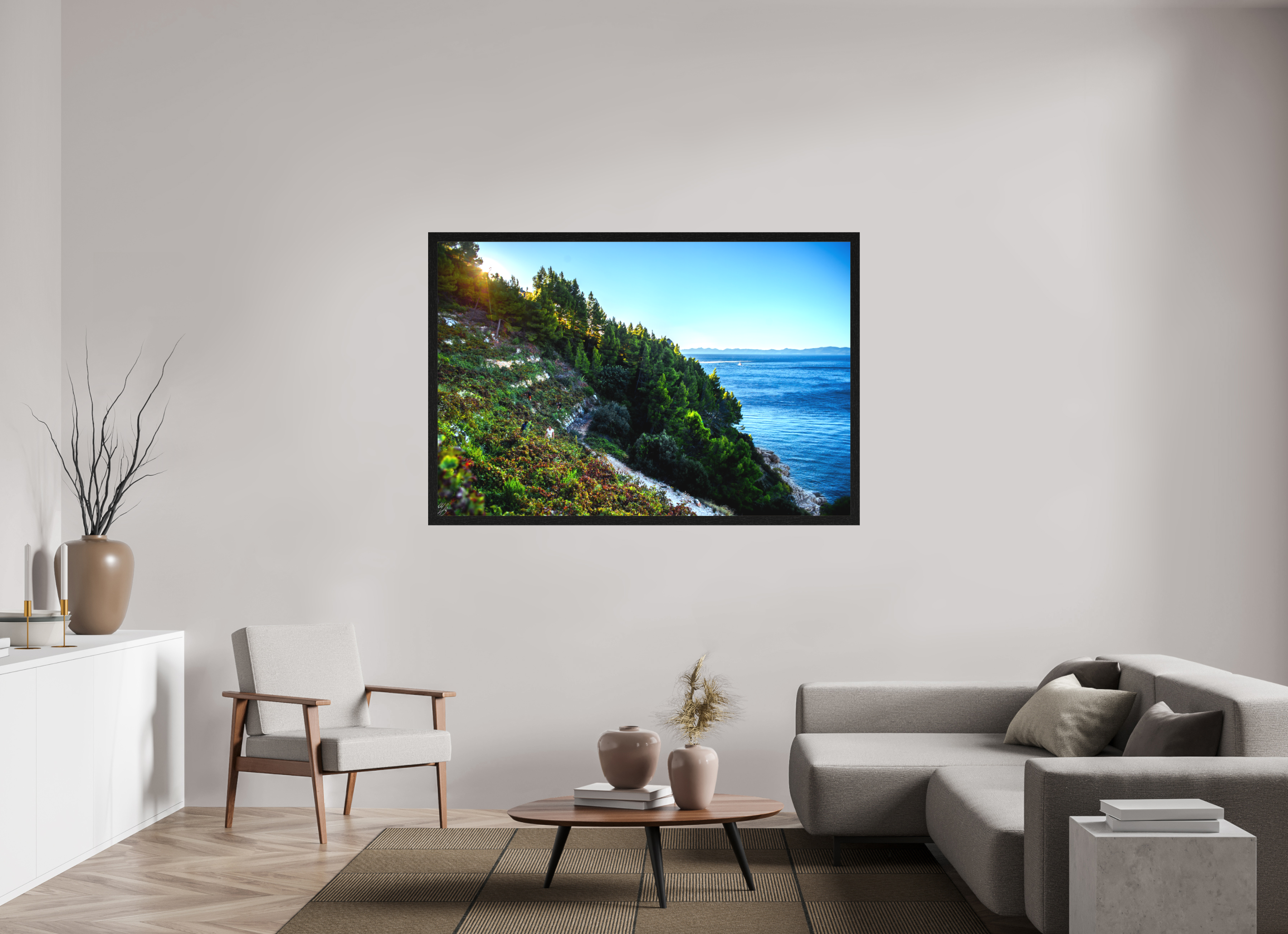 64.6 x 43″, Framed Canvas Print Wine And The Dark Sea