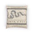 Gadsen Flag Woven Pillow - 'Join or Die' Colonial Snake Decorative Throw Pillow