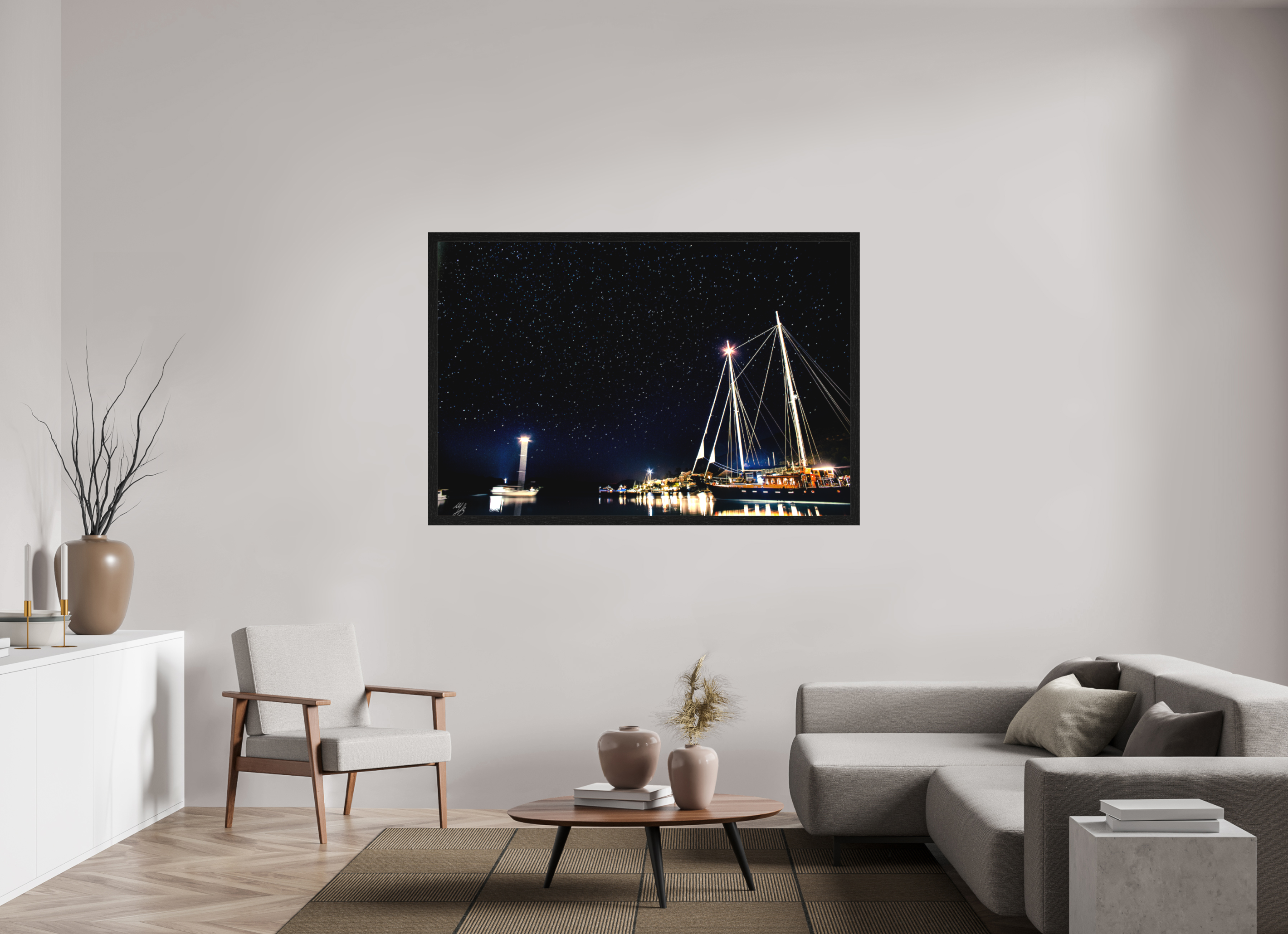 64.6 x 43″, Framed Canvas Print Stars Over The Ruined Palace