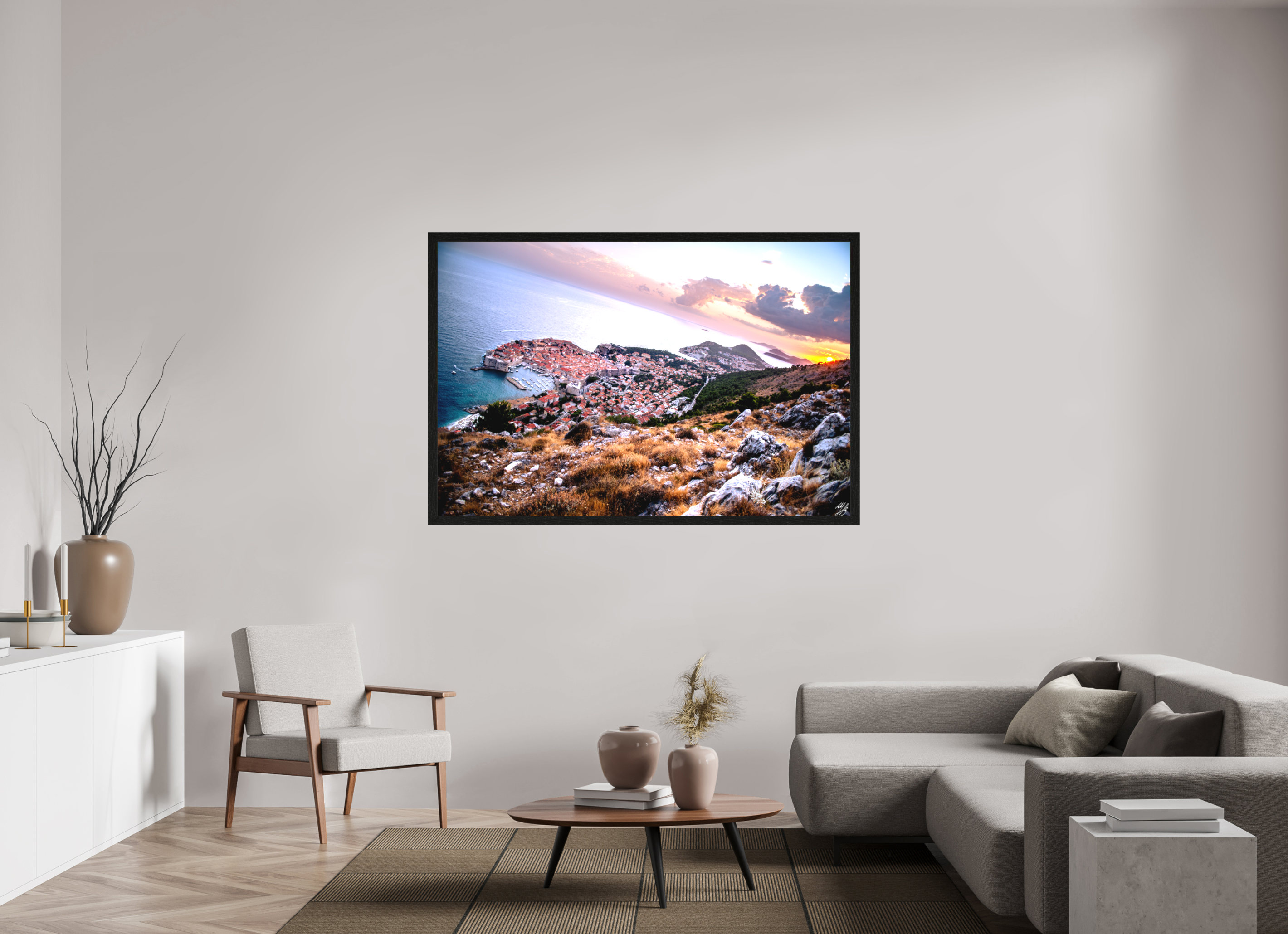 64.6 x 43″, Framed Canvas Print Dubrovnik At The Close Of Day